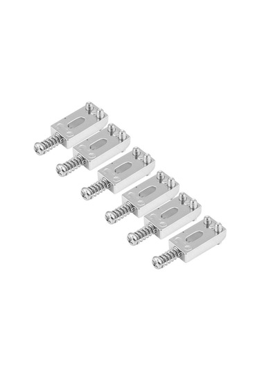 Hfambition Elektro Gitar Tuzak Demiri Aksesuarı - 6 Adet Metal Uyumlu, Yükseklik Ayarlı + Sekizgen Anahtar Gümüş