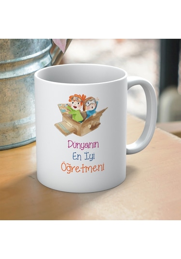 Dünyanın En İyi Öğretmeni Yazılı Kupa Öğretmenler Günü İçin En Tatlı Hediye Beyaz