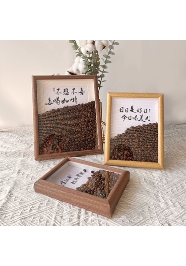 Tongxida Kahve Tohumu Ahşap Kare Çerçeve, Mdf, Ev Dekorasyonu, Masaüstü, 20.3x25.4cm