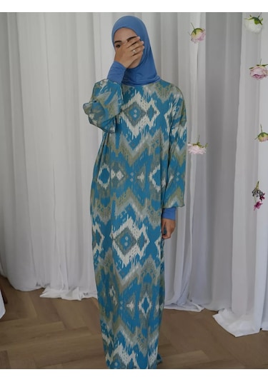 Hicablı Müslüman Namaz Elbisesi 236872625 Mavi