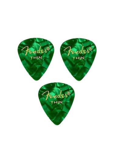 Fender Premium 3 Adet Gitar Penası 351 Shape Thin Green Moto Pena 3 Adet