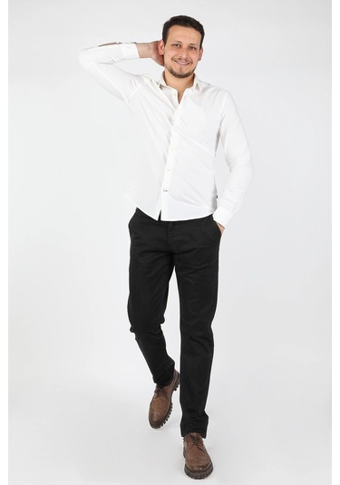 Erkek Fleto Cep Gabardin Pantolon Siyah