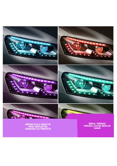 Far İçi Kristal Kayar Led Sinyalli Rgb Kumandalı