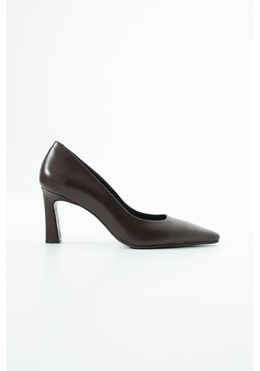 Dericia Shoes Elegance Hakiki Deri Kadın Topuklu Ayakkabı Kahverengi