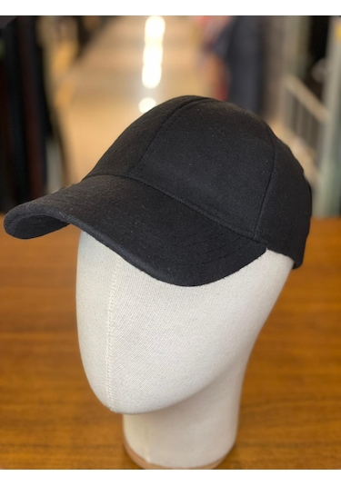Kaşe Yünlü Kumaş Kışlık Cap Şapka Siyah