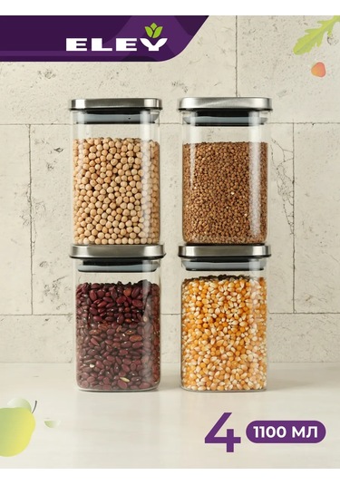 Eley Dökme Ürünler İçin 4 Adet 1100 Ml Cam Kavanoz Seti 446218407