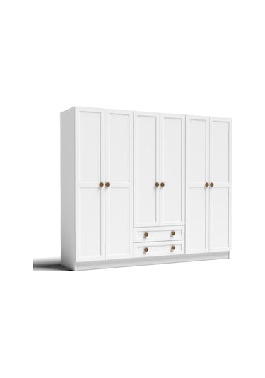 Bohem 4 Kapak 2 Çekmece Aynalı Gardırop K7 Mdf Kapak Beyaz