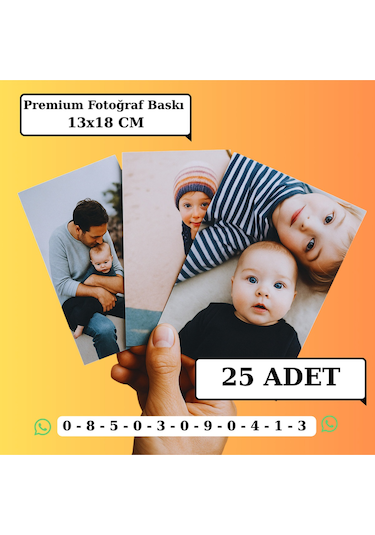 Kişiye Özel Premium Fotoğraf Baskısı 25 Adet 13x18 Cm