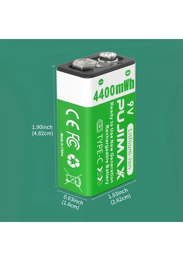 Willowhaven Pujımax 4400mwh 9v Şarj Edilebilir Lityum Pil 4lü Set Hızlı Şarj