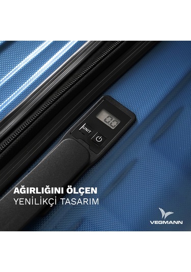 Vegmann Tartılı Scadel Mavi Orta Boy Valiz Mavi