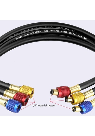 Jeehugo R134a/r410a/r22 Uygun 800 Psi Çalışma Basıncı 1.8m Kauçuk Soğutucu Yükleme Hortumu Seti