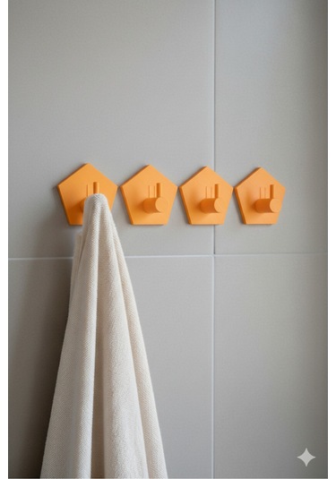 4 Lü Askılık Havlu Askısı, Bornoz Askısı, Kapı Arkası, Duvara Monte, Dayanıklı Malzeme, Mavi 71 Mavi