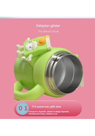 Çizgi Film Çocuk Çift İçki Termos Bardak161- Mavi