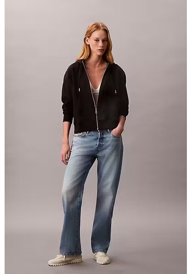 Kadın Regular Fit Fermuarlı Kapüşonlu Sweatshirt - Siyah Black