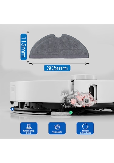 Roborock Q5 Pro Plus İle Uyumlu Uyumlu Robot Süpürge Mop Pedi / Bezi 2 Adet