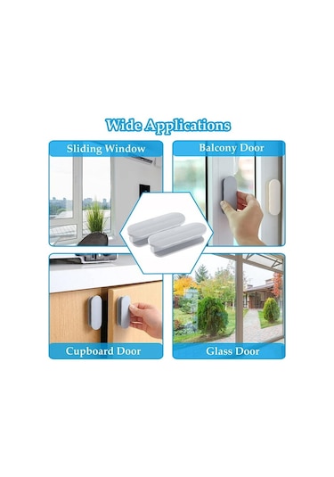 2'li Gri Balkon Kapı Kolu Seti, Kapı Kolları, Yapışkanlı Kapı Kolları, Dolap Kolları, Balkon Kapısı, Plastik Dış Yüzey, Cam Mobilya Kolu
