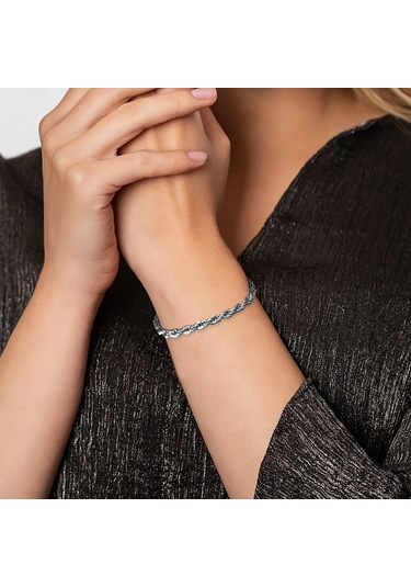 Silver Renk Çelik Kadın Halat Zincir Bileklik Çelik