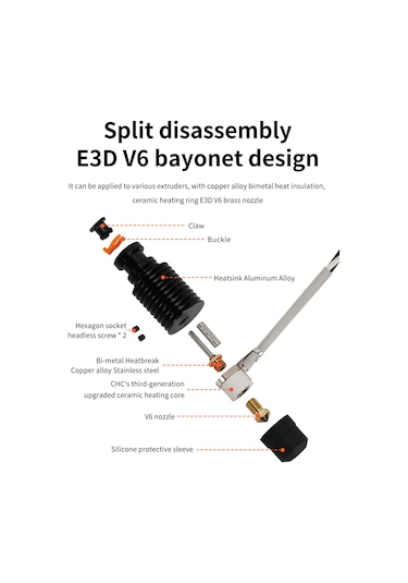 Ximistore9 Chc-v6 Seramik Isı Ucu Seti 24v - Voron2.4/prusa İçin - Pla, Abs, Petg, Tpu, Pa Uyumlu 3d Yazıcı Ekipmanı