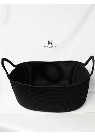 Hasır Jüt Dekoratif Sepet 20x30x50 Cm, Oyuncak, Çamaşır, Banyo, Mutfak Ve Düzenleyici Saklama Sepeti Siyah