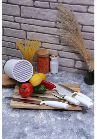 Arow Standlı Lüx Bıçak Seti Beyaz Tr-2657