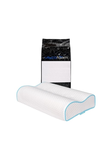 Viscofoam Çift Taraflı Yüksek Boyun Destekli Ortopedik Yastık Visco Yastık - 55x35x12-11cm
