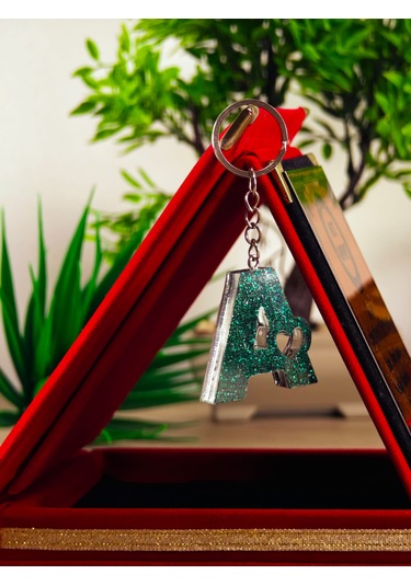 Harfli Anahtarlık Epoksi Kişiye Özel Yapım El Yapımı Harf Anahtarlık Kalp Model Özel Tasarım Hediyelik Ürün Kalp Desenli Simli Anahtarlık Antik Gümüş