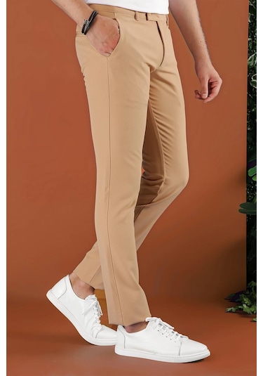 P 1123 Slim Fit Camel Spor Pantolon Camel