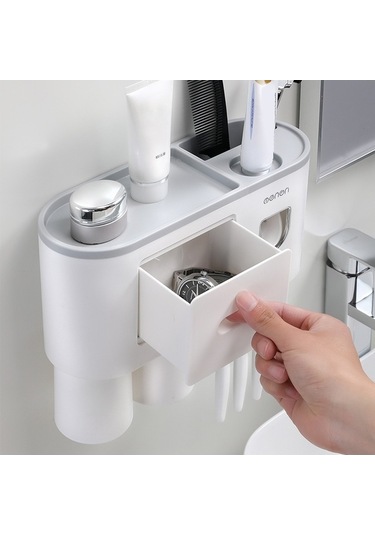 Dancemonkey Mengni Banyo Duvara Monte Diş Fırçası Tutucu - Gri Model, Pratik Ve Şık Tasarım Gri