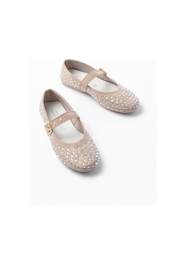 Dm-6020 Bej Troklu Baret Tokalı Günlük Kadın Babet Beyaz