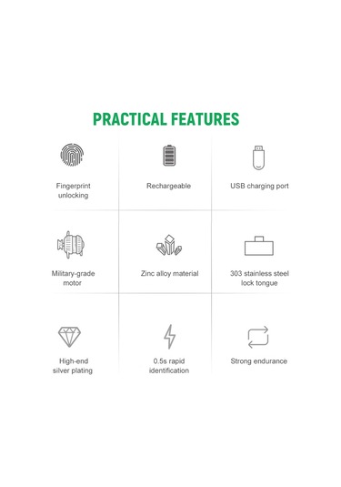 Vkemall T22 Akıllı Parmak İzi Kilit - Anahtarsız Hızlı Açma - Çekmece, Dolap, Valiz Uyumlu - Gümüş Renk - Çelik Ve Çinko Alaşımlı