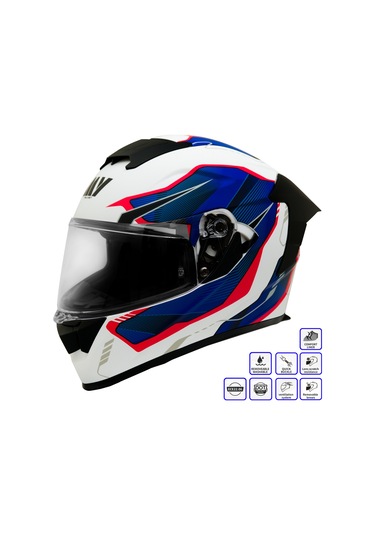 My Helmets Mks001-wbr Yarış Spoiler Güneş Vizörlü Şeffaf Full Face Motosiklet Kaskı Çok Renkli