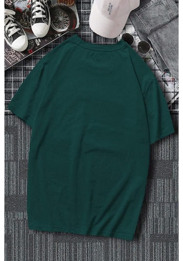 Erkek Milano Baskılı Oversize Tshirt Yeşil