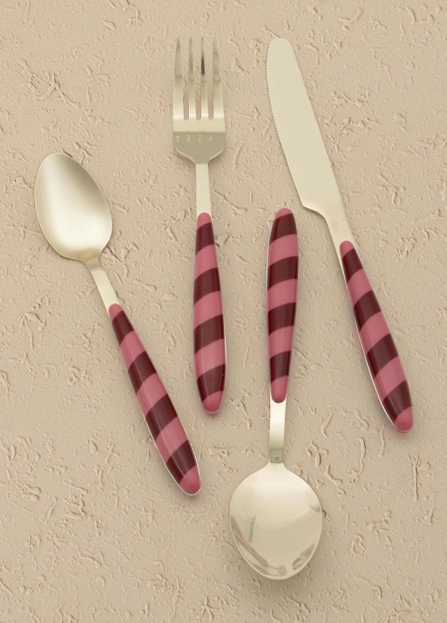 The Mia Joy Çatal Kaşık Bıçak Takımı Pembe Gold 24 Parça Çok Renkli