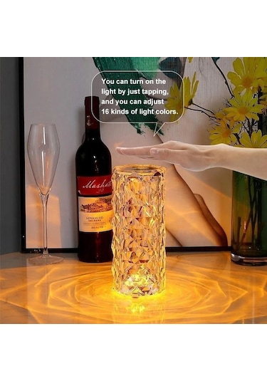 16 Renk Kristal Masa Lambası Gül Işık Romantik Elmas Atmosfer Işığı Usb Dokunmatik Gece L Yatak Odası Masası Gece Lambası 54357217 Çok Renkli