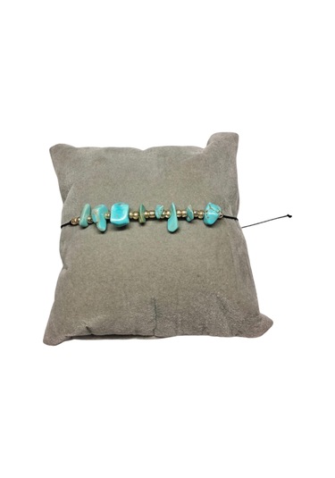 Doğal Taş Bileklik Turkuaz Taşı Bileklik Ayarlanabilir İpli Turquoıse Taş Kristalize Kırık Taş Şifalı Bileklik Mavi