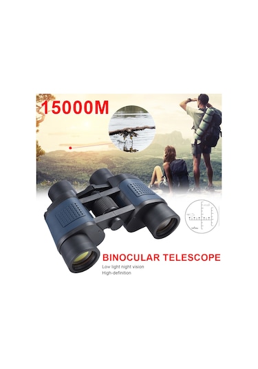 Gece Görüşlü HD Ultra Net Kırmızı Filmli Dürbün 60 x 60 3000m Mavi - Siyah