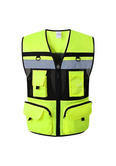 Leezsing Görünürlük Yüksek 360 Yansıtıcı Mesh Safety Ceket, Trafik-sanitasyon-inşaat Kullanıma Uygun, Sarı, S Bedeni Sarı