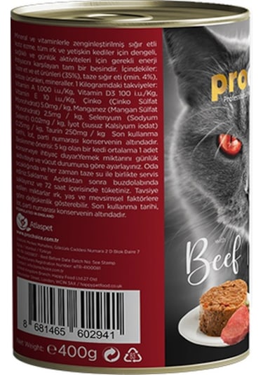 Prochoice Pate Biftekli Yetişkin Kedi Konservesi 6 x 400 G
