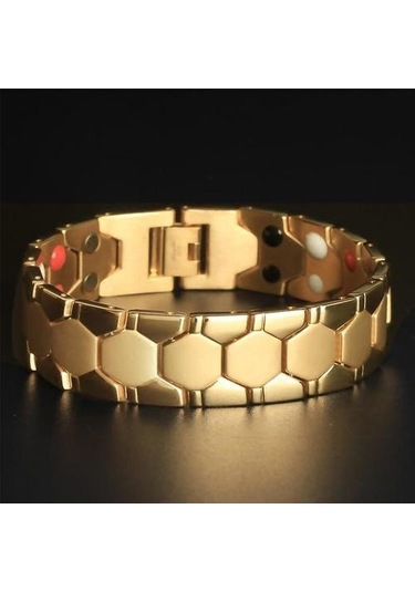 Erkek Anyon Manyetik Enerji Bilezik 316l Paslanmaz Çelik Sağlık Bilezik Altın - Gold