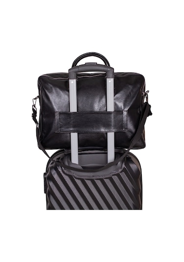 Newfull Hakiki Deri Erkek Siyah Evrak Notebook (Laptop) Çantası Siyah