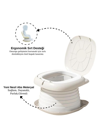 Cat Potty Katlanabilir Çocuk Tuvaleti, Çok Fonksiyonlu Taşınabilir Alıştırma Lazımlığı Gri