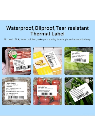 Dofolink Dp30 Serisi Termal Yazıcı İçin 60mmx80mm Beyaz Termal Etiket Kağıdı - 95 Adet/rulman, Su Bazlı Yapışkanlı Düz Dikdörtgen Etiketler 1 Rulo