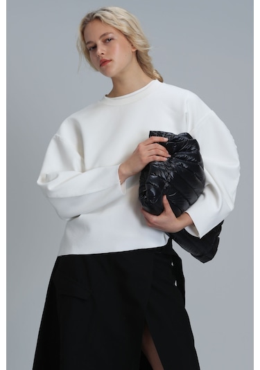 Lufian Selin Kadin Örme Sweatshirt Kirik Beyaz Kırık Beyaz 122030005100510 Kırık Beyaz