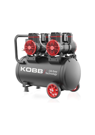 Kobb KBK50S2 4.0 Hp 50 L 8 Bar Çift Motorlu Yağsız Sessiz Taşınabilir Hava Kompresörü
