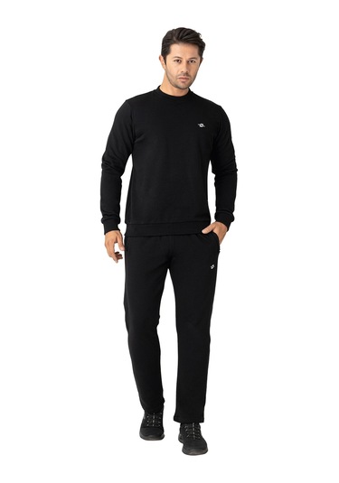 Crozwise Üç İplik Sıfır Yaka Siyah Erkek Sweat 6053 SiYAH