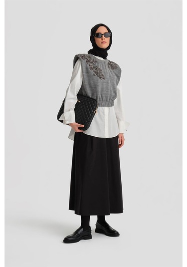 Armine Pileli Pamuk Etek 24k1705 Siyah