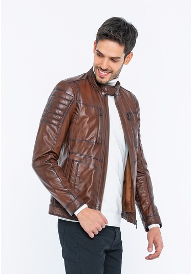 Basics&more Erkek Deri Ceket E3455 001