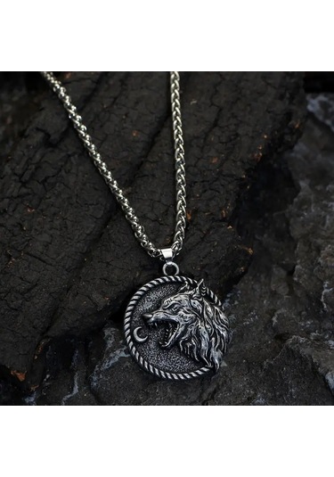 Kral Kurt Türk Madalyon Kurt Kolyesi Kolye Gri