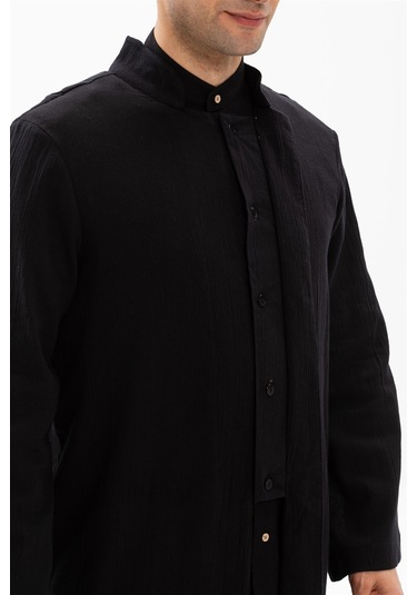 Şile Bezi İnce Erkek Namaz Cübbesi Yazlık Namazlık Pamuk Kumaş Cübbe Siyah Syh-siyah Siyah