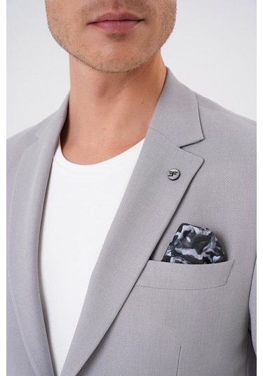 Comfort Fit Mono Yaka Torba Cep Casual Gri Ceket C 708 Gri